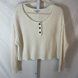 American Eagle Ivory Knit Henley Button Pullover Sweater Women’s Size XS